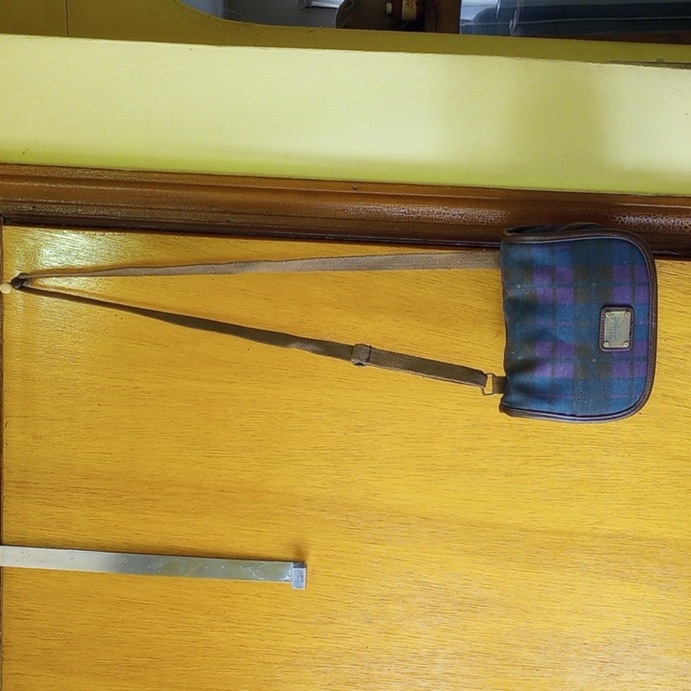 Britannia Plaid Crossbody Bag - Blue and Brown - Picture 4 of 4